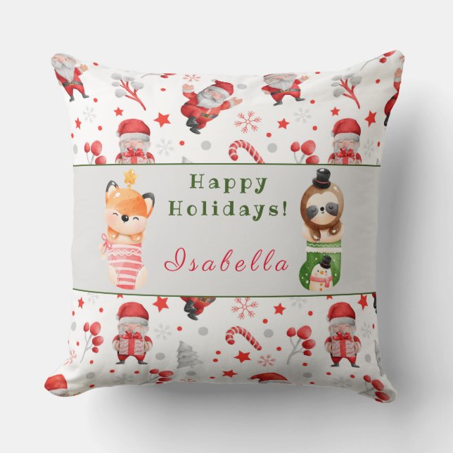 Coussin Fentes et Fox Personnaliser Texte et nom 20"X20" (Recto)