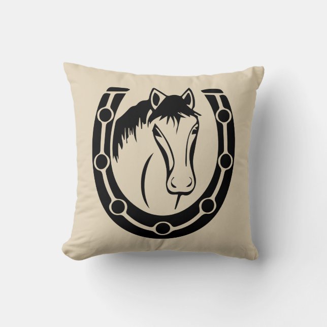 Coussin Fer à cheval de cheval occidental Brun Bois Équest (Recto)