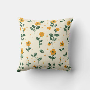 Coussin Ferme à la mode Fleurie girly chic Vert Jaune