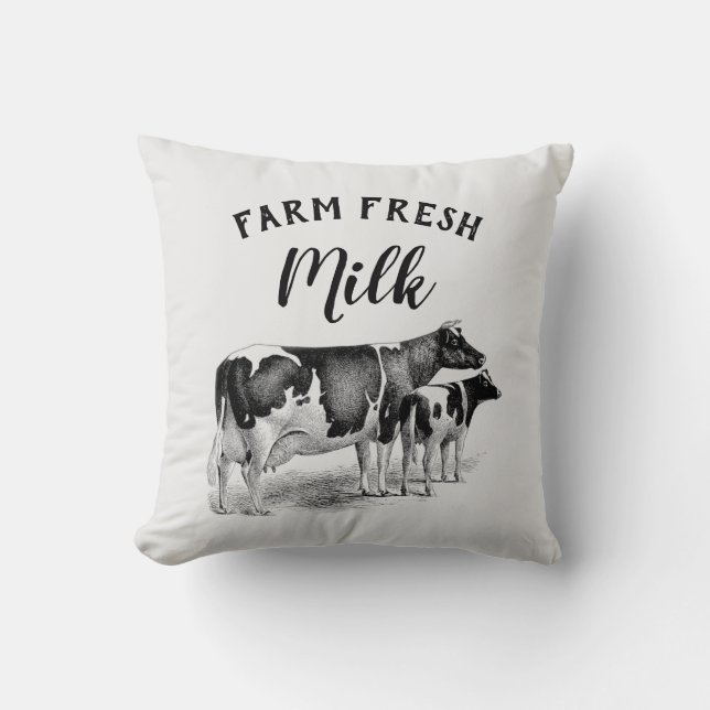 Coussin Ferme agricole rustique Lait frais Vache Vache Vea (Recto)