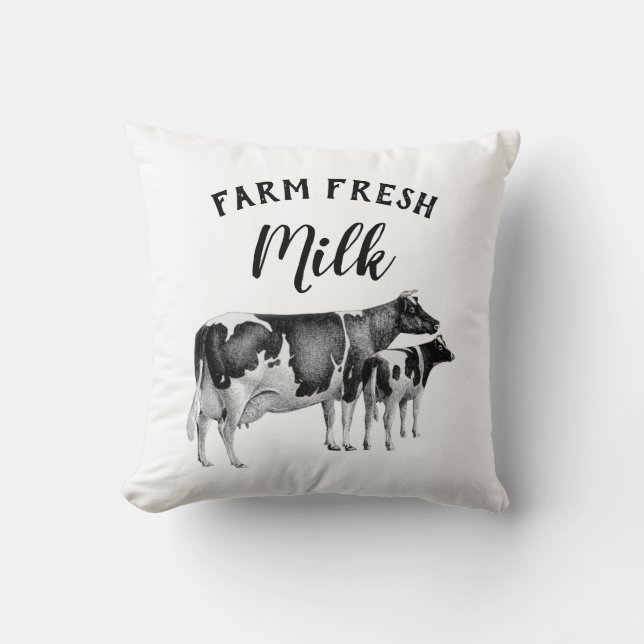 Coussin Ferme agricole rustique Lait frais Vache Vache Vea (Recto)