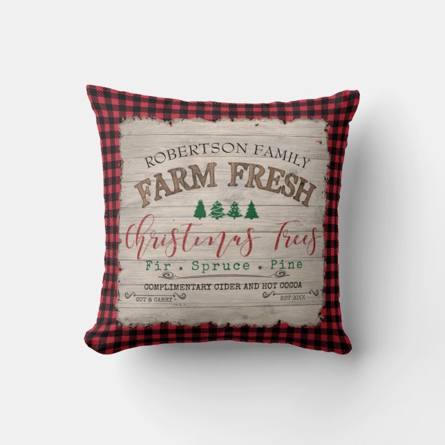 Coussin Ferme Arbre de Noël Ferme Buffalo Plaid Family (Recto)