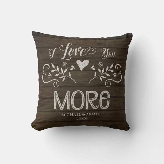 Coussin Ferme Bois Rustique Je t'aime Plus Typographie (Recto)