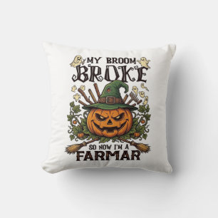 Coussin Ferme Broom Broke Citrouille d'Halloween Sorcière