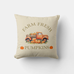 Coussin Ferme citrouilles d'aquarelle fraîche automne