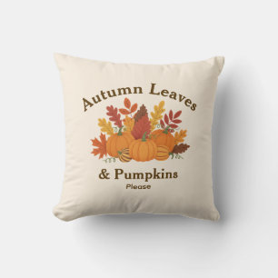 Coussin Ferme Cosy Décor Automne avec Citrouille et Feuill