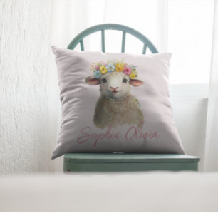 Coussin Ferme d'animaux mignons agneaux bébé aquarelle per