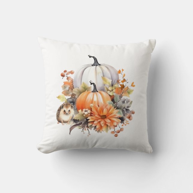 Coussin Ferme de citrouilles d'automne avec hérisson confo (Recto)
