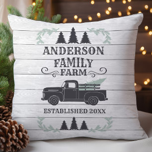 Coussin Ferme de Noël Arbre de famille Ferme personnalisée