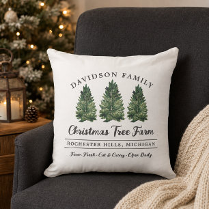 Coussin Ferme de Noël familiale personnalisée Fête de fin