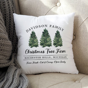 Coussin Ferme de Noël familiale personnalisée Fête de fin