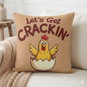 Coussin Ferme de poulets drôles : « Craquons les œufs »