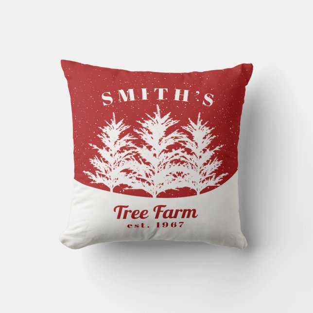 Coussin Ferme de sapins de Noël personnalisée (Recto)