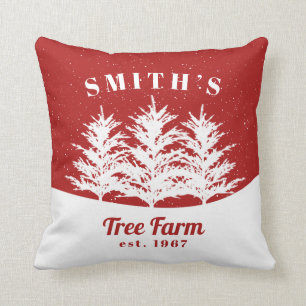 Coussin Ferme de sapins de Noël personnalisée