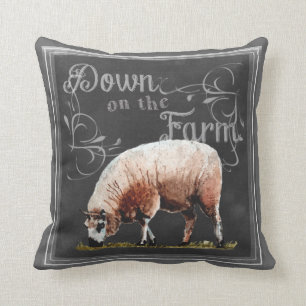 Coussin Ferme   de tableau vers le bas sur les moutons de