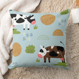Coussin Ferme de vaches d'art folklorique fantaisiste en m