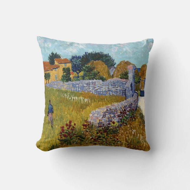 Coussin Ferme en Provence (1888) par Vincent Van Gogh (Recto)