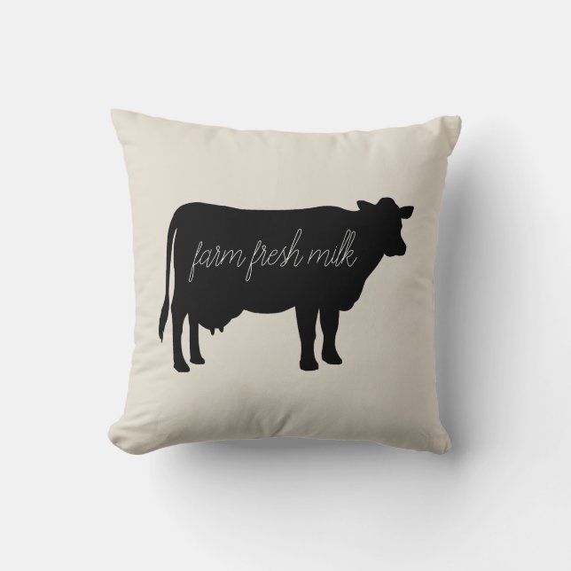 Coussin Ferme Lait Frais Vache Agritouriste Style Jeu d'or (Recto)