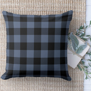 Coussin Ferme moderne Bleu et Noir Buffalo Plaid Canapé