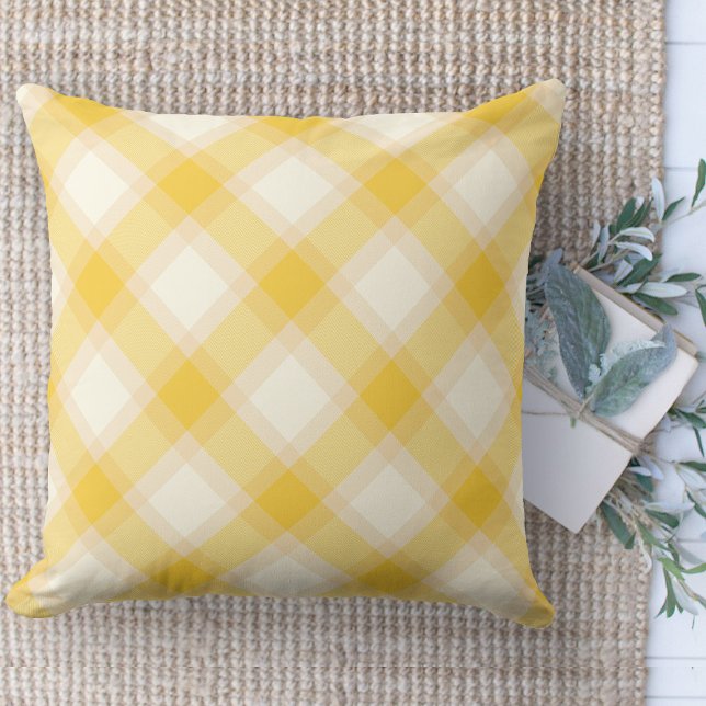Coussin Ferme moderne Couch jaune coloré (Modern farmhouse throw pillow yellow and white buffalo plaid couch pillow )