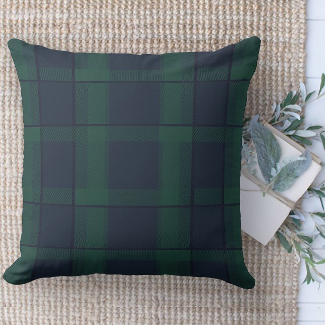 Coussin Ferme Moderne Couche Vert Et Bleu Plaid (throw pillow farmhouse pillows country navy blue and forest green plaid throw pillow )