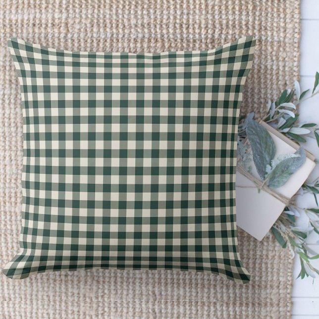 Coussin Ferme moderne Vert & Blanc En vichy Canapé (throw pillow farmhouse pillows country green and white gingham plaid throw pillow )