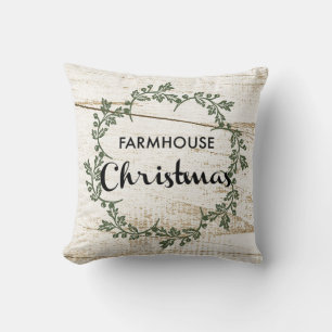 Coussin Ferme moderne Wreath de Noël Bois rustique