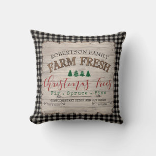 Coussin Ferme Noël Buffalo Plaid Tree Famille agricole