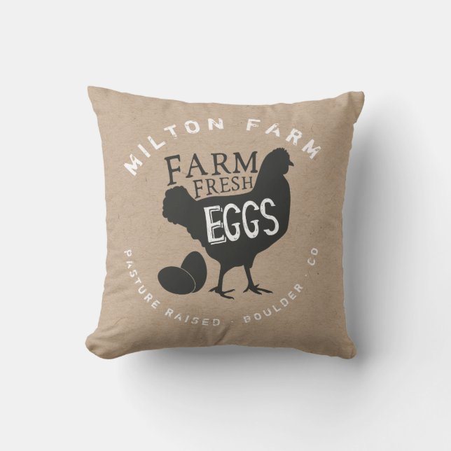 Coussin ferme oeufs frais kraft monogramme (Recto)