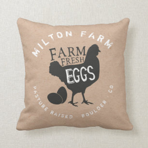 Coussin ferme oeufs frais kraft monogramme