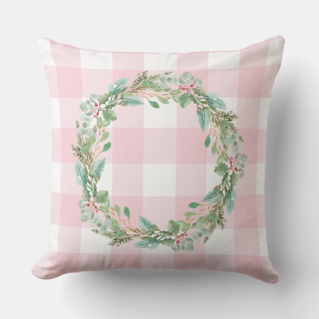 Coussin Ferme Pastel Pink Check Plaid Christmas Wurth (Recto)