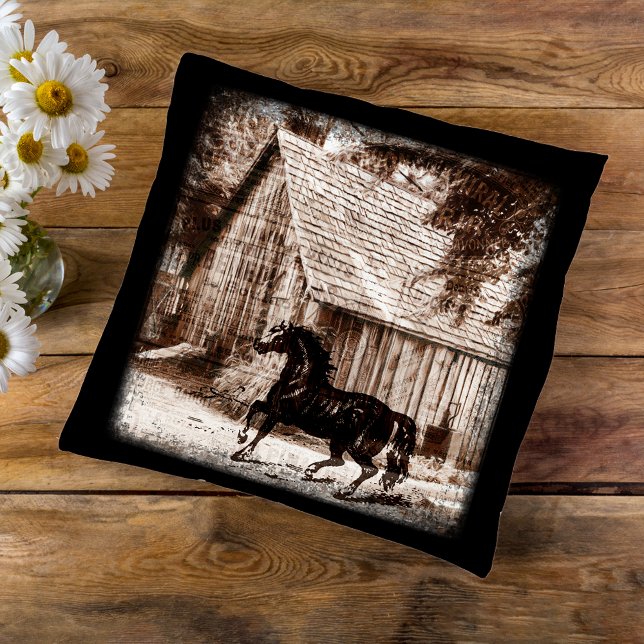 Coussin Ferme Rustic Barn Horse (Créateur téléchargé)