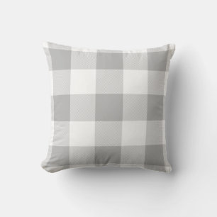 Coussin Ferme Rustique Buffalo gris chèque Plaid