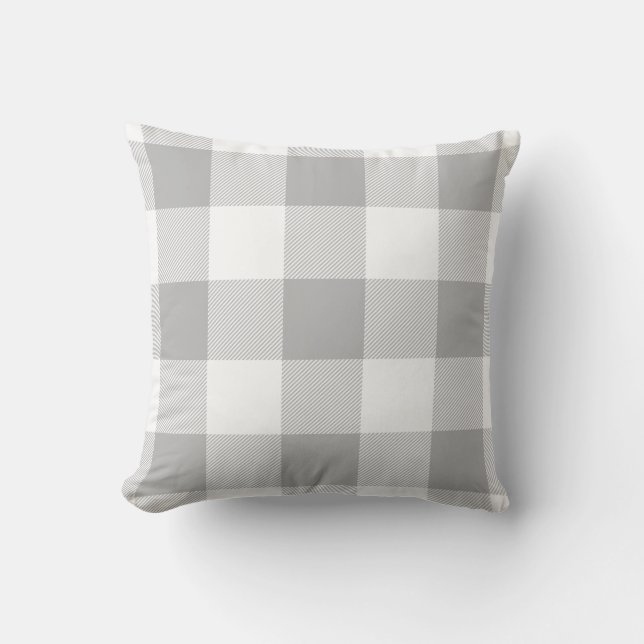Coussin Ferme Rustique Buffalo gris chèque Plaid (Recto)