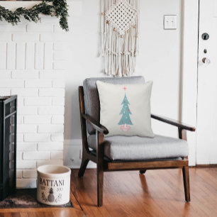 Coussin Ferme vintage des arbres de Noël des années 1950