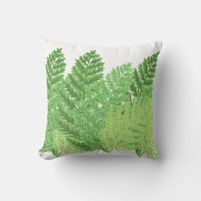 Coussin Fermes forestières vertes de forêt de bois fougère (Recto)