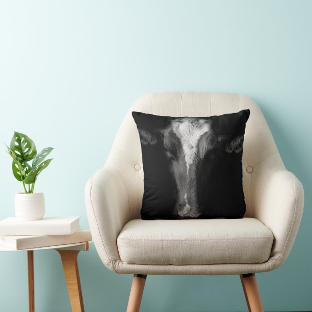 Coussin Fermes | Tête de vache B&W (Chaise)