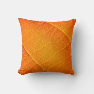 Coussin fermeture Abstraite d'un texte feuille orange et j