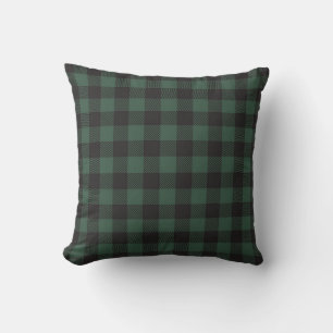 Coussin Fermier Buffalo Plaid vert et noir