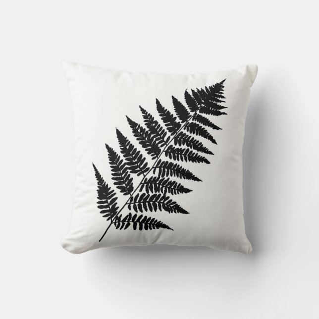 Coussin Fern 1, noir et blanc (Recto)