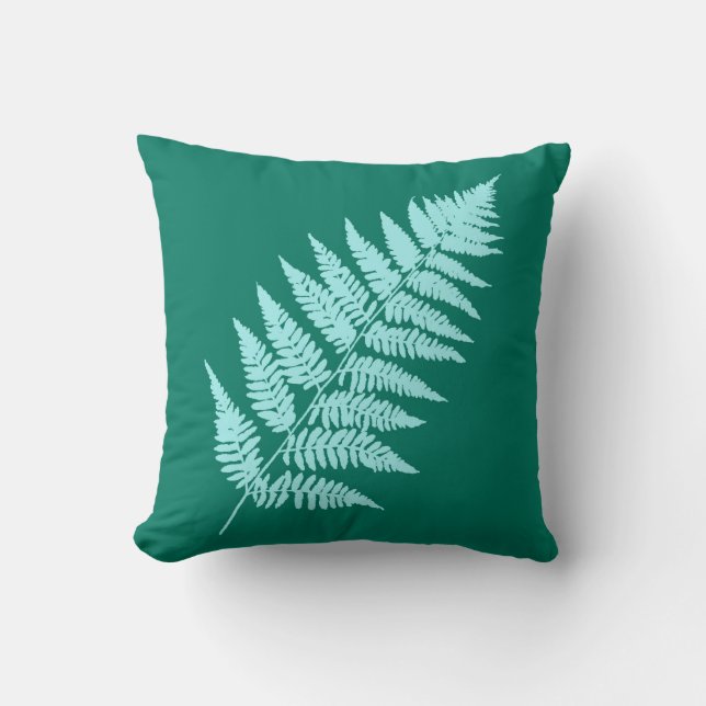 Coussin Fern 1, Turquoise et Aqua (Recto)