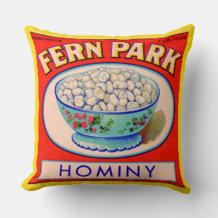 Coussin Fern Park 1930 Hominy grits étiquette print