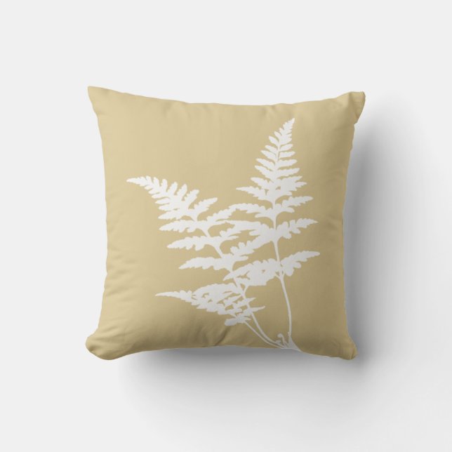 Coussin Ferne blanche Abstraite botanique moderne sur le b (Recto)