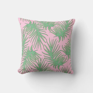 Coussin Ferne branches sur rose.