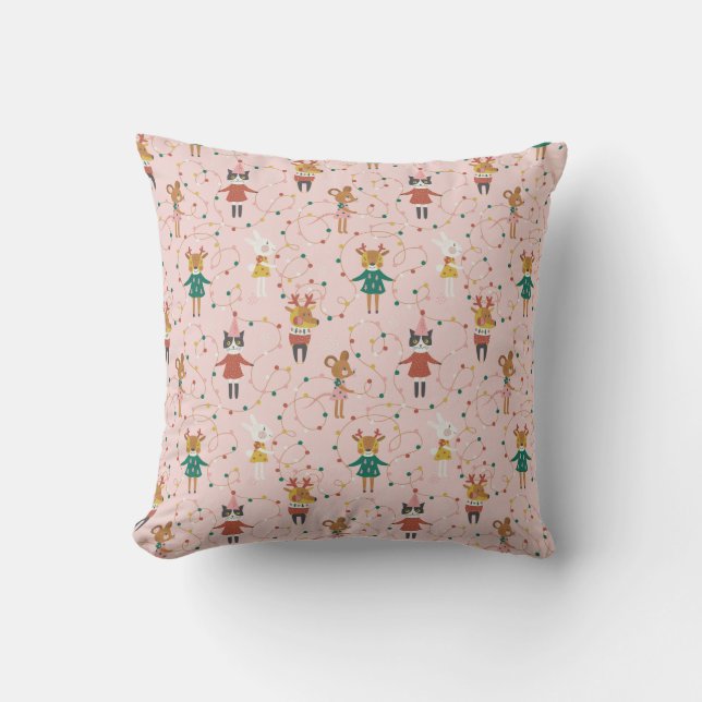 Coussin Festif Animal amis Motif de Noël (Recto)