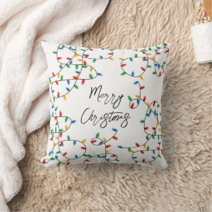 Coussin Festif coloré Joyeux Noël Lumières Motif