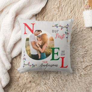Coussin Festif Colorful Keepsaké Famille Photo First Noel