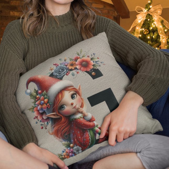 Coussin Festif des elfes de Noël G Faux Tan Cuir (Créateur téléchargé)