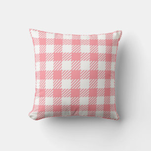 Coussin Festif Élégant Fille Rose Blanc En vichy Plaid