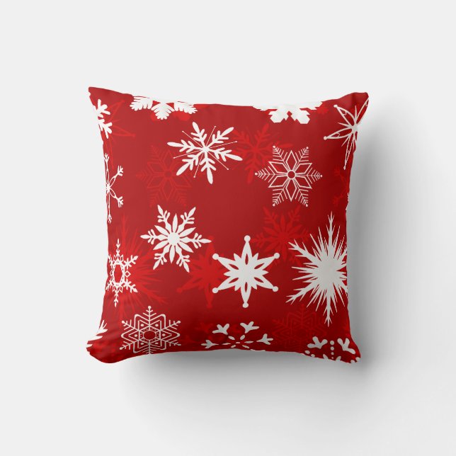 Coussin Festif fêtes de Noël enflammé rouge et blanc (Recto)